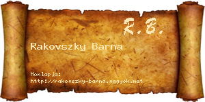 Rakovszky Barna névjegykártya